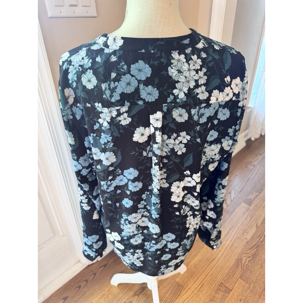 Karl Lagerfeld Floral Print Blouse Shirt Tunic Top Size Large - Picture 7 of 15